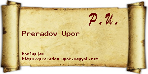 Preradov Upor névjegykártya
